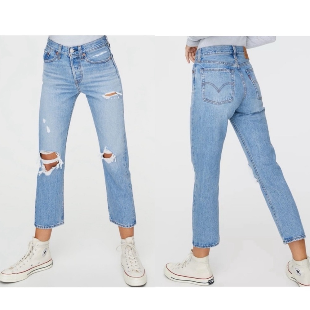 Levi's Light Blue Distressed Ankle Crop Jeans